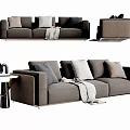 Modern Gray Sofa Set With Multiple Throw Pillows Blanket And Side Table 3d model