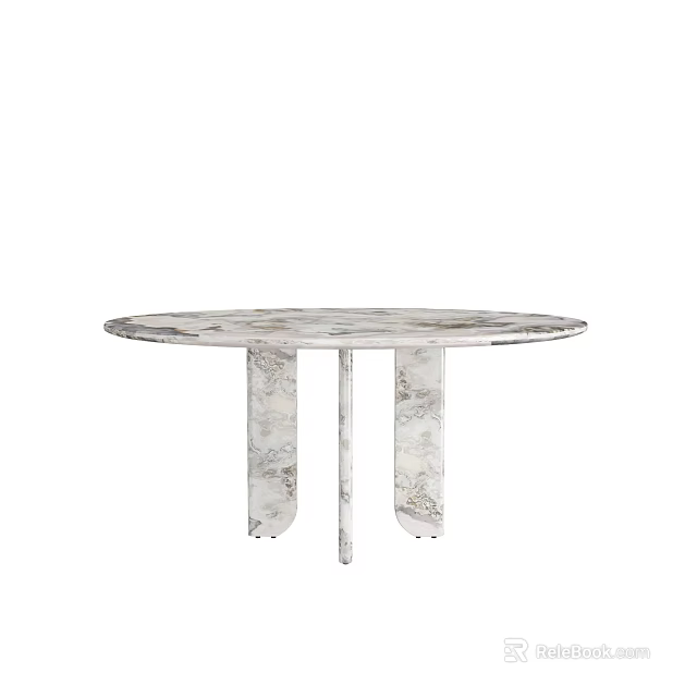 Elegant Round Marble Dining Table With Two Stylish Legs And Modern Design 3d model