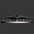 Military Fighter Jet Model With Green Blue Yellow Stripes And Missiles On Display Base