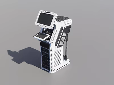 Weapon Control Device In White Featuring Display Screen Keyboard And Structure 3d model
