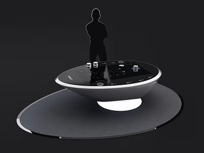 Modern Circular Smart Console With Interactive Display Illuminated Base And User Silhouette 3d model