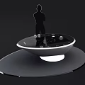 Modern Circular Smart Console With Interactive Display Illuminated Base And User Silhouette 3d model