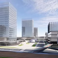 Modern Urban Architecture With Tall Glass Buildings Open Plaza And Walkways