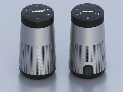 JBL Portable Wireless Speakers With Silver Black Design Mesh Grille And Control Buttons 3d model