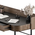 Home office wooden and black desk office furniture 292 3d model