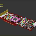 High Performance Graphics Card Circuit Board With GPU Chip Capacitors And Heatsink 3d model