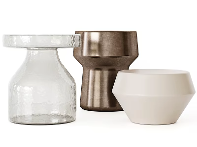 Modern Stylish Side Tables with Transparent Glass Metallic and White Finishes for Living Room Decor 3d model