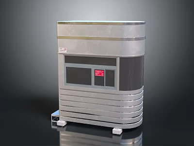 Modern Silver Equipment Design With Panels Display Screen And Base Support Feet 3d model