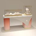 Jewelry Store Display Cases With Glass Showcases Necklaces Rings And Pink Pillar Countertop