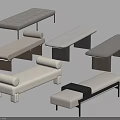 Various Modern Upholstered Ottomans With Neutral Colors And Different Leg Designs