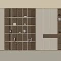 Modern Wall Storage System Featuring Wooden White Shelves And Decorative Books