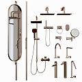 Modern Shower Head System With Faucets Knobs Mirror And Bathroom Hardware Fixtures 3d model