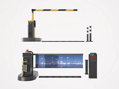 Public Facility Access Control System With Gate Barrier And Retractable Entrance Gate 3d model