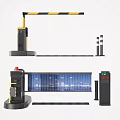 Public Facility Access Control System With Gate Barrier And Retractable Entrance Gate 3d model