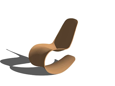 Modern Wooden Leisure Chair With Curved Rocking Base And Sleek Unique Design 3d model