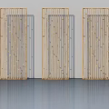 Three Golden Bamboo Hinged Doors With Vertical Slats For Interior Design 3d model