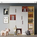 Modern Decorative Cabinet With Open Compartments Mini House Models Books Plush Toys And Wall Art