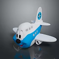 Cute White And Blue Toy Airplane With Smiling Face And Star Logo