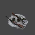 Vintage PPSh 41 Submachine Gun Display With Wooden Stock Drum Magazine Branded Sign And Bullets