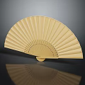Natural Wooden Fan Shaped Hanging Decor With Radial Pattern And Beige Finish