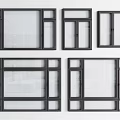Various Black Window Frame Designs with Multiple Style Options for Homes 3d model