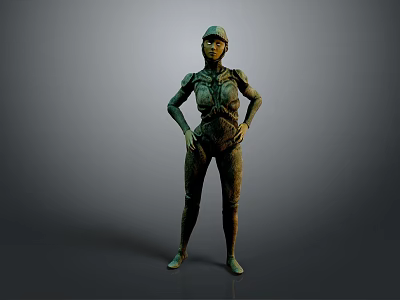 3D Game Movie Character Model in Sci Fi Combat Suit Standing with Hands on Hips 3d model