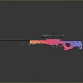 Sniper Rifle With Scope And Colorful Illuminated Lights And Gradient Design In Futuristic Style