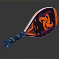 Black And Orange Design Padel Racket With Carbon Fiber Face Logo Black Handle White Text