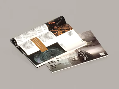 Opened Book Magazine Catalog Pages Displaying Text and Product 3d model
