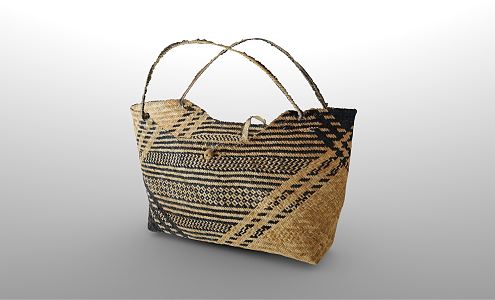 Modern Handbag Rattan Woven Bag Hand Woven Rattan Basket 3d model