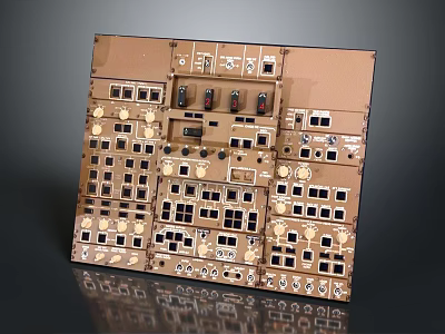 Industrial Control Panel With Multiple Switches Buttons And Connectors Layout 3d model