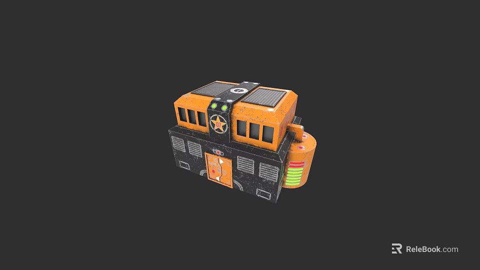 Future Architecture Modern Design With Orange Black Color Solar Panels And Modular Structure 3d model 
