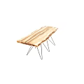 Rustic Wooden Dining Table With Natural Grain And Black Metal Hairpin Legs