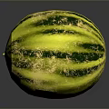 Fresh Ripe Watermelon With Green And Yellow Stripes On Smooth Surface