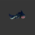 Fierce Blue Fantasy Shark Creature With Sharp Teeth And 3D Model Features 3d model