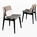 Sleek Modern Dining Chairs With Wooden Backrest Gray Padded Seat And Black Legs