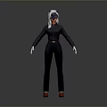 3D Character Model With Black Jumpsuit White Gloves Red Shoes White Ears And Black Mask