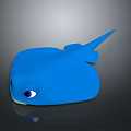 Cute Blue Cartoon Ray Character 3D Model With Big Eyes And Smooth Body Shape