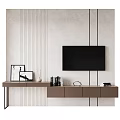 Modern Minimalist TV Wall With Console And Decorations 3d model