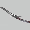 Medieval Curved Sword With Red Leather Wrapped Handle And Silver Ornate Sharp Steel Blade