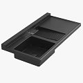 Black Modern Washbasin Integrated Single Piece Design With Sink And Draining Board