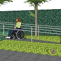 Wheelchair Accessible Road Facilities with Handrails Greenery and Trees for Barrier Free Paths
