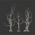 Natural Branch Sculptures with Wooden Trunks and Stone Bases for Indoor Home Decor