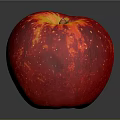Juicy Red Apple with White Specks Yellow Top and Shiny Surface on Gray Background