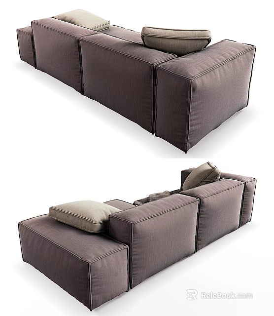 Modern Modular Sectional Sofa With Soft Fabric Cushions And Neutral Tone Design 3d model