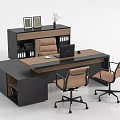 Modern manager office desk and chair combination 3d model