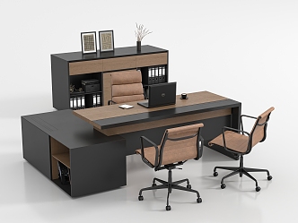 Modern manager office desk and chair combination 3d model