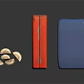 Red And Blue Fuel Canisters With Bundled Firewood For Daily Household Use