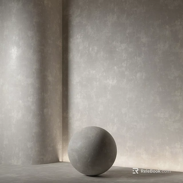 Minimalist Gray Spherical Component In Interior With Gray Textured Wall Setting 3d model 