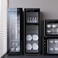 Modern Black Glass Door Kitchen Appliances For Storing Plates And Bowls